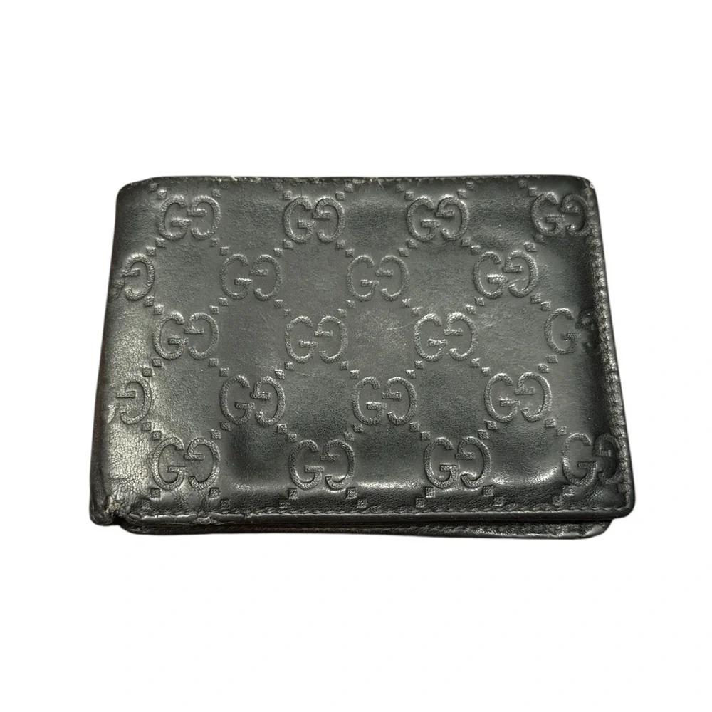 Gucci Black Embossed GG Leather Money Clip